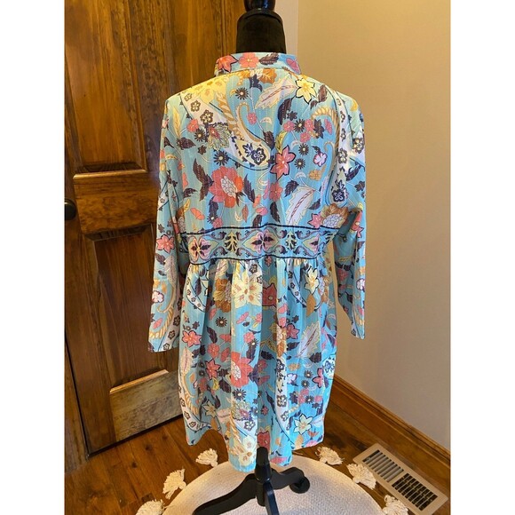 Womens Blouse Plus Size 2XL Top Boho Button Down Hi Low Silky Feel Peasant - Picture 7 of 12